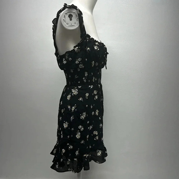 Reformation Silvia Mini Dress Sleeveless Floral Daisy Printed Black Size Small - Picture 4 of 12